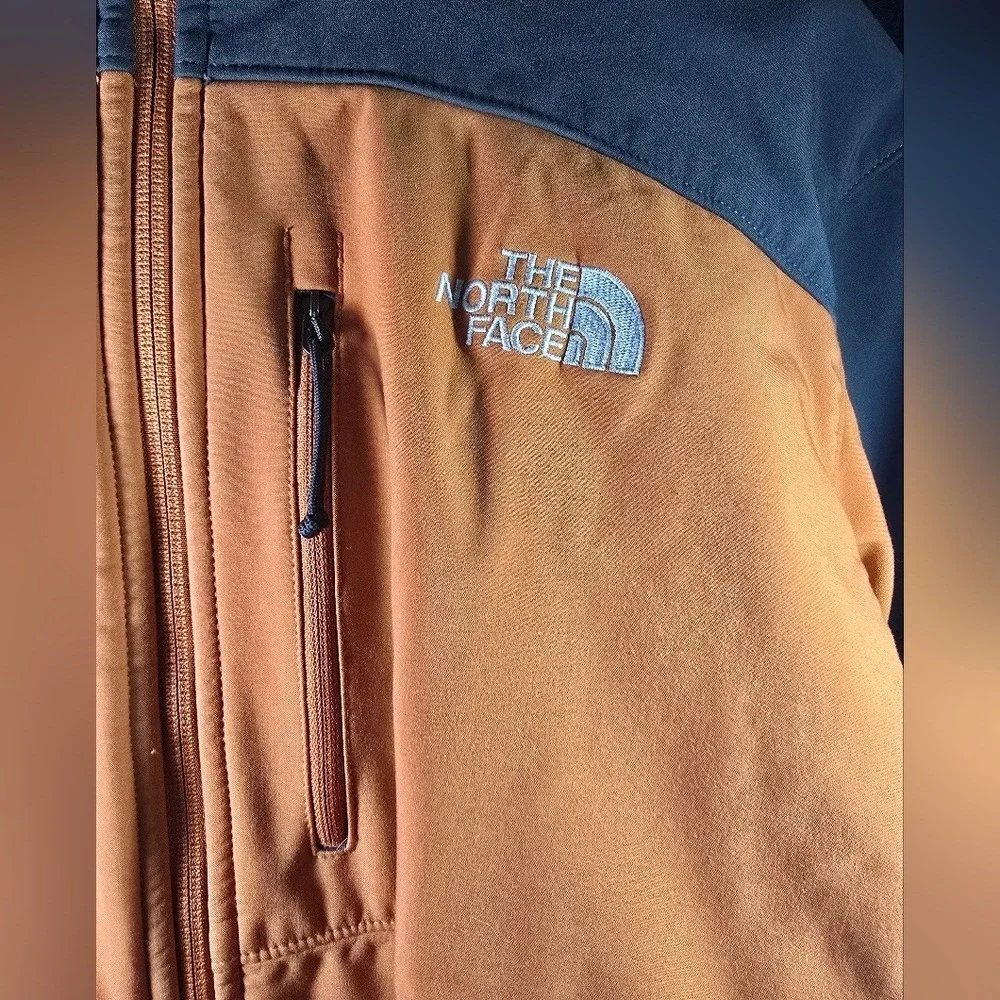 The North Face Apex Bionic Softshell Jacket Mens Large Orange Charcoal Grey Wind